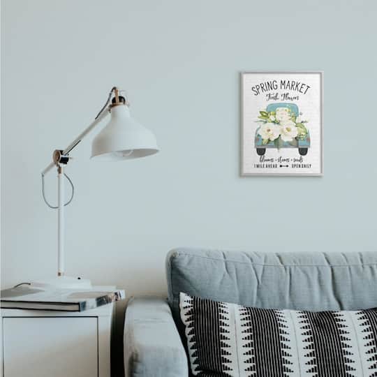 Stupell Industries Spring Market Truck With Countryside Flowers Gray Framed Wall Art